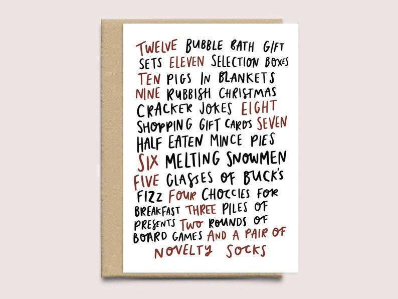 Alternate 12 Days Of Christmas Card 
