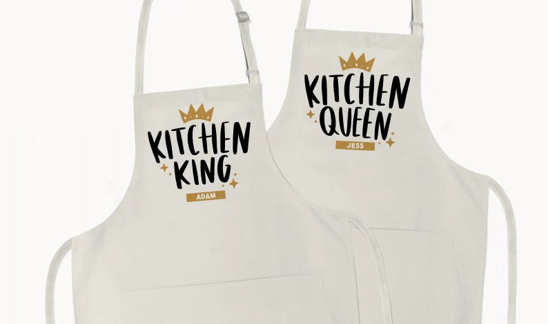Personalised Kitchen King Kitchen Queen Apron Set 
