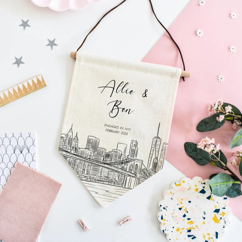 Personalised Home Décor New York City Linen Flag