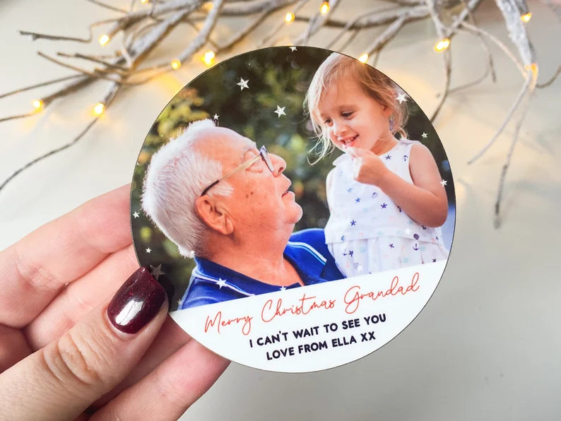 Personalised Photo Coaster Christmas Gift for Grandad "Merry Christmas Grandad"