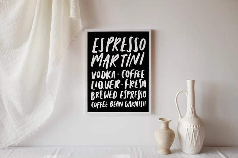 Espresso Martini Kitchen Cocktail Recipe Print Poster