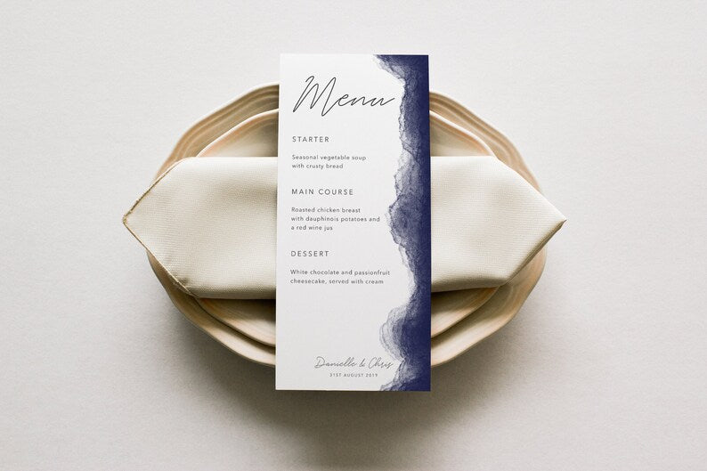 Personalised Wedding Menu Cards Guest Menu Stationary