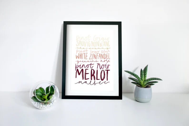 Wine Print Kitchen Home Decor 