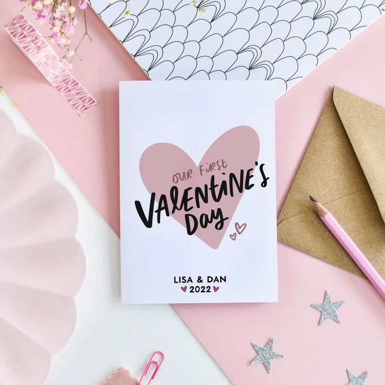 Personalised "Our First Valentine's Day" Together Love Card
