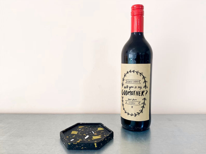 Personalised Wine Bottle Label Godparent Godmother Proposal
