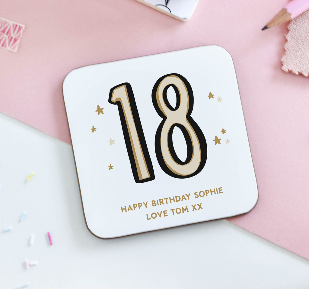 Personalised 18th birthday coaster gift