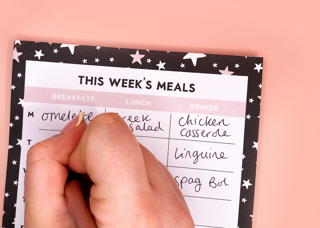 A5 weekly meal planner notepad