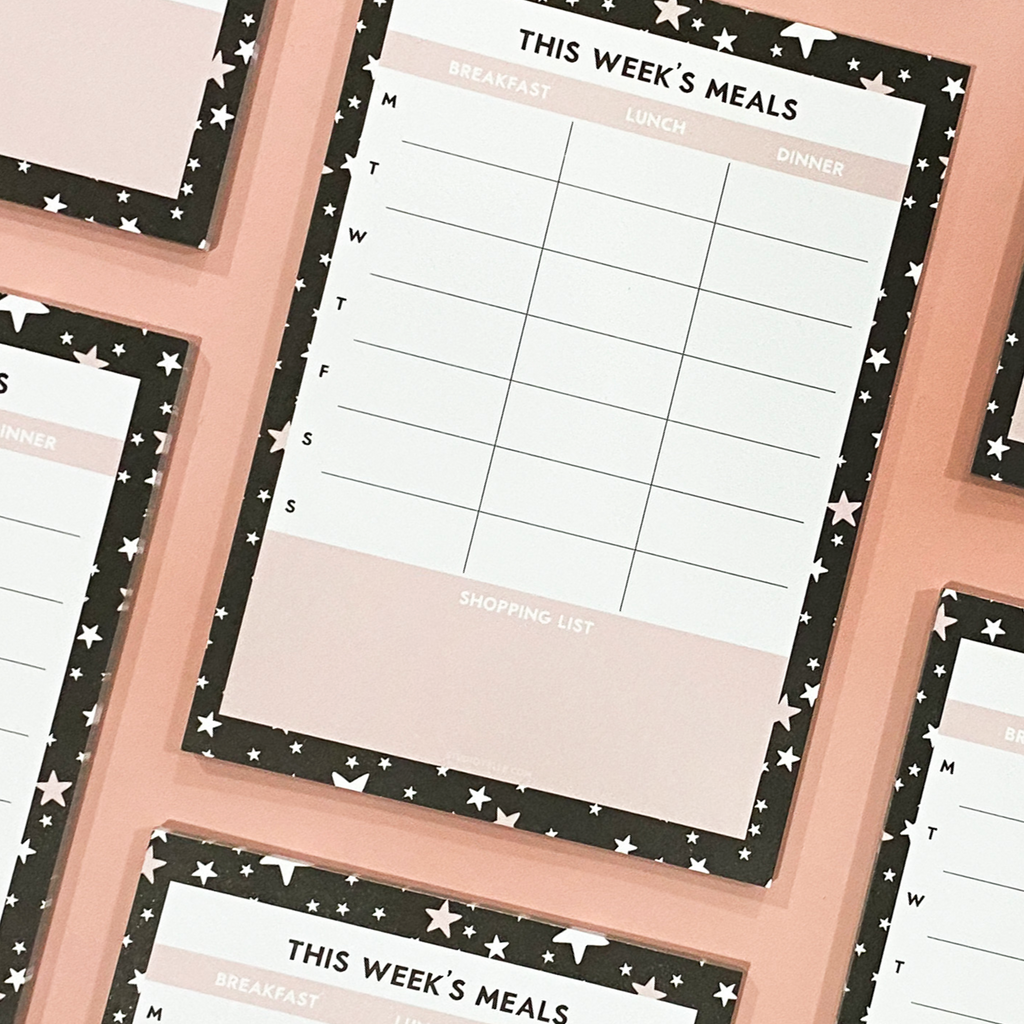 A5 weekly meal planner notepad