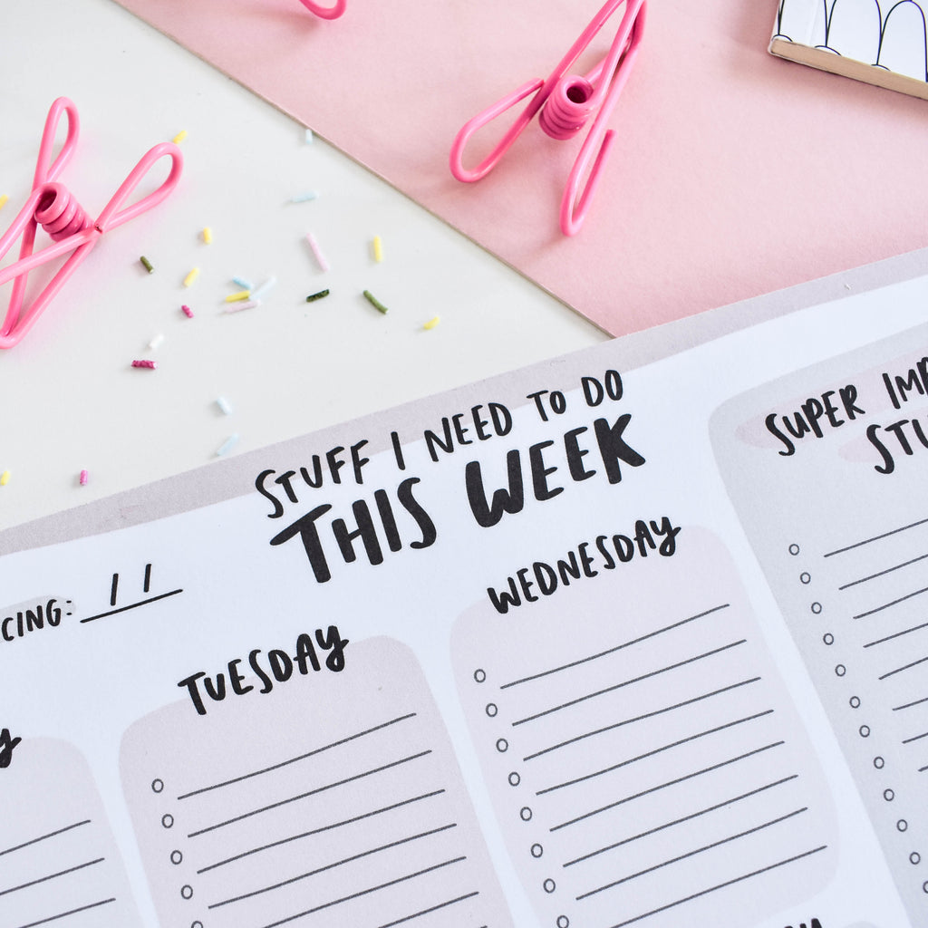 Stuff I Need To Do This Week A4 Desk Planner