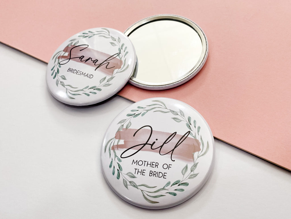 Personalised Mother of the Bride pocket mirror bridal party gift