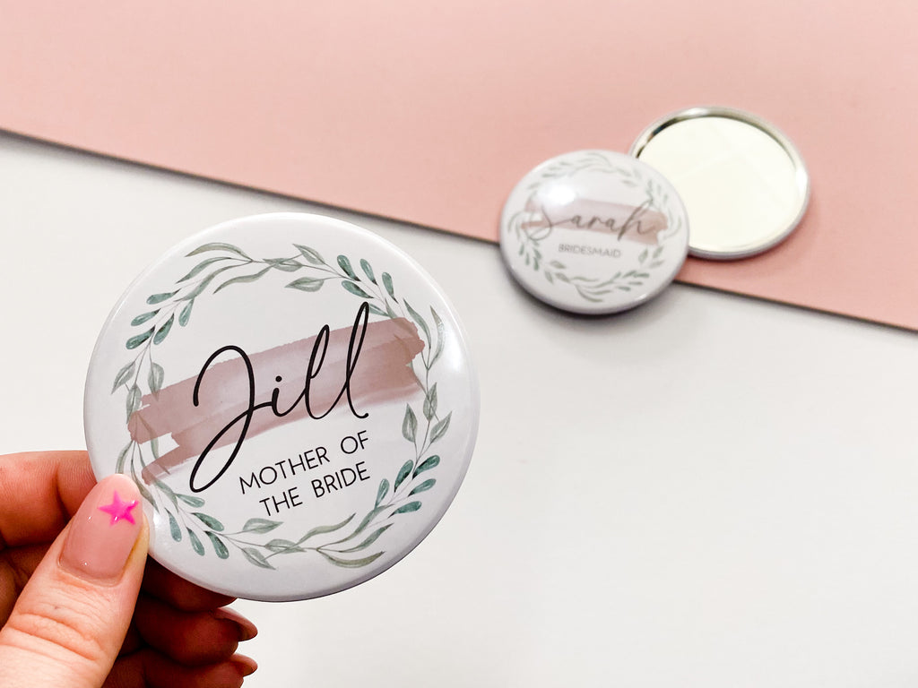 Personalised Mother of the Bride pocket mirror bridal party gift