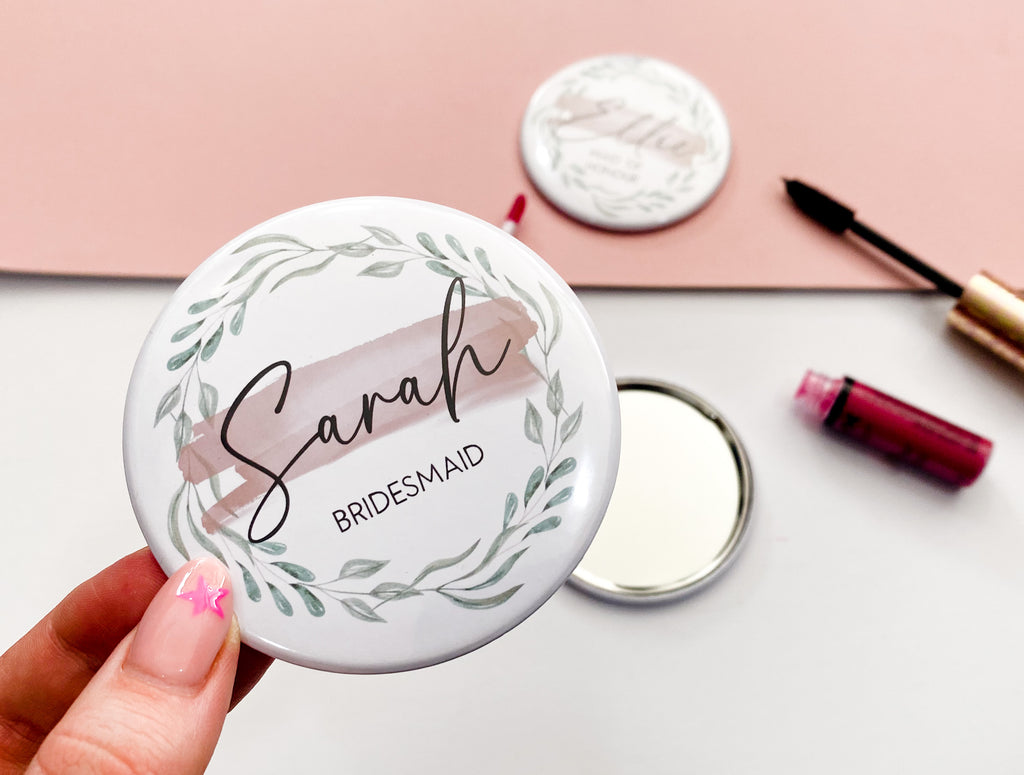 Personalised Bridesmaid pocket mirror bridal party gift