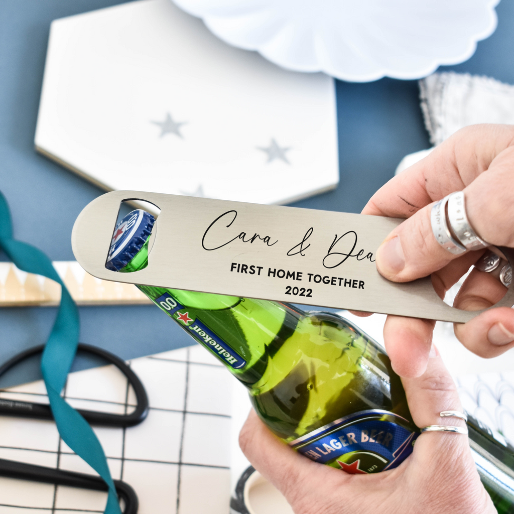 personalised bottle opener new home gift