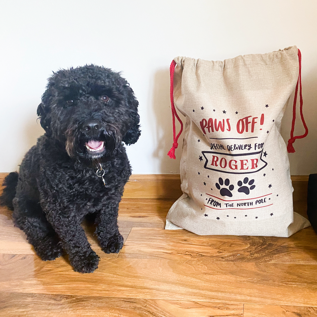 Personalised Christmas Sack Reusable Burlap Gift Bag For Dog