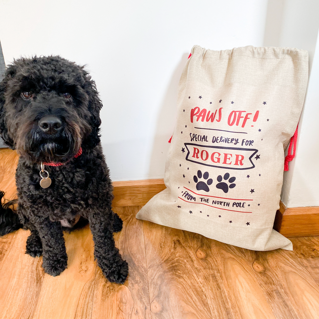 Personalised Christmas Sack Reusable Burlap Gift Bag For Dog