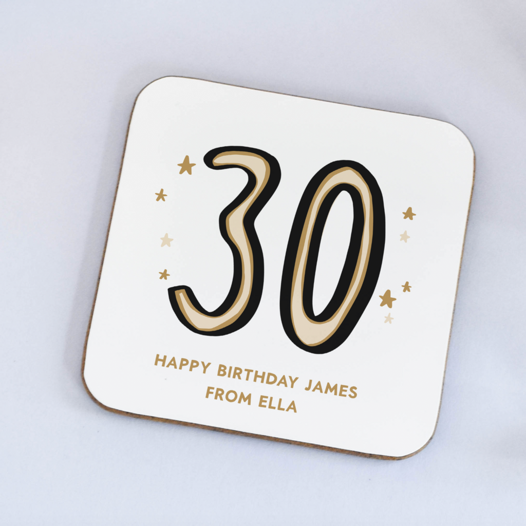 Personalised 30th birthday coaster by Studio Yelle