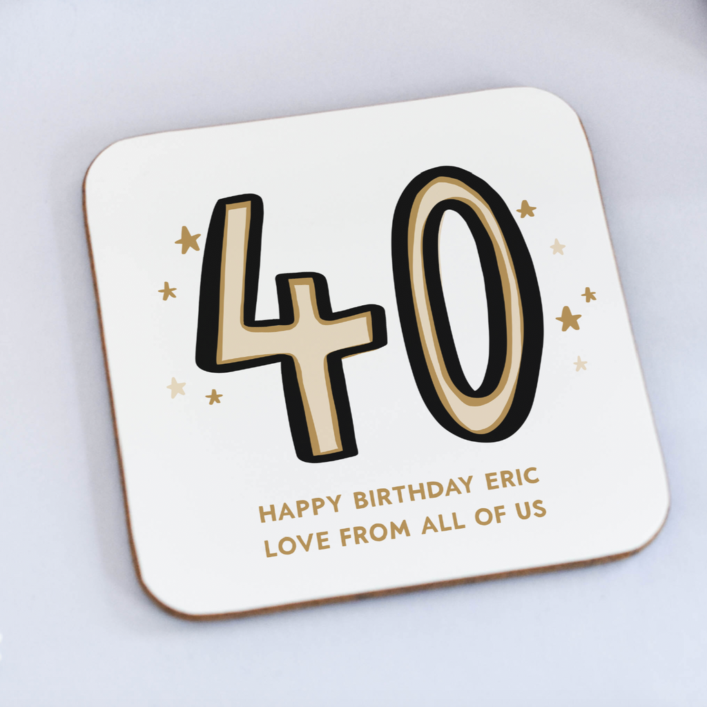 Personalised 40th birthday coaster gift