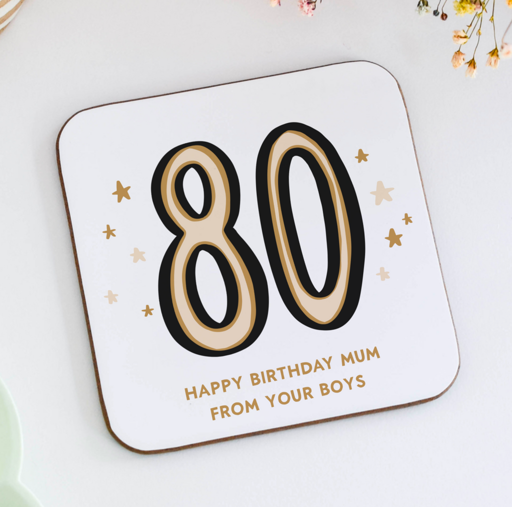 Personalised 80th birthday coaster gift