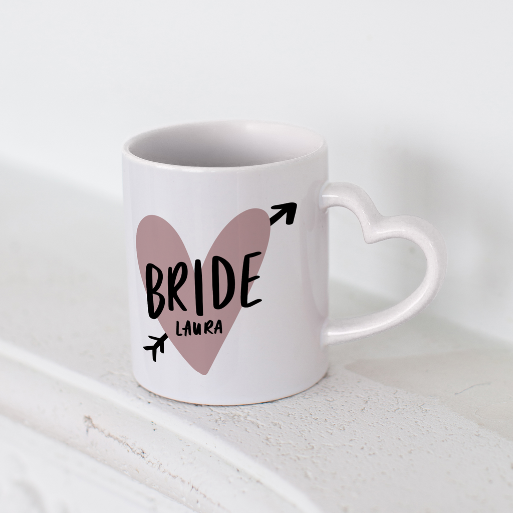 personalised bride heart handle mug gift for bride