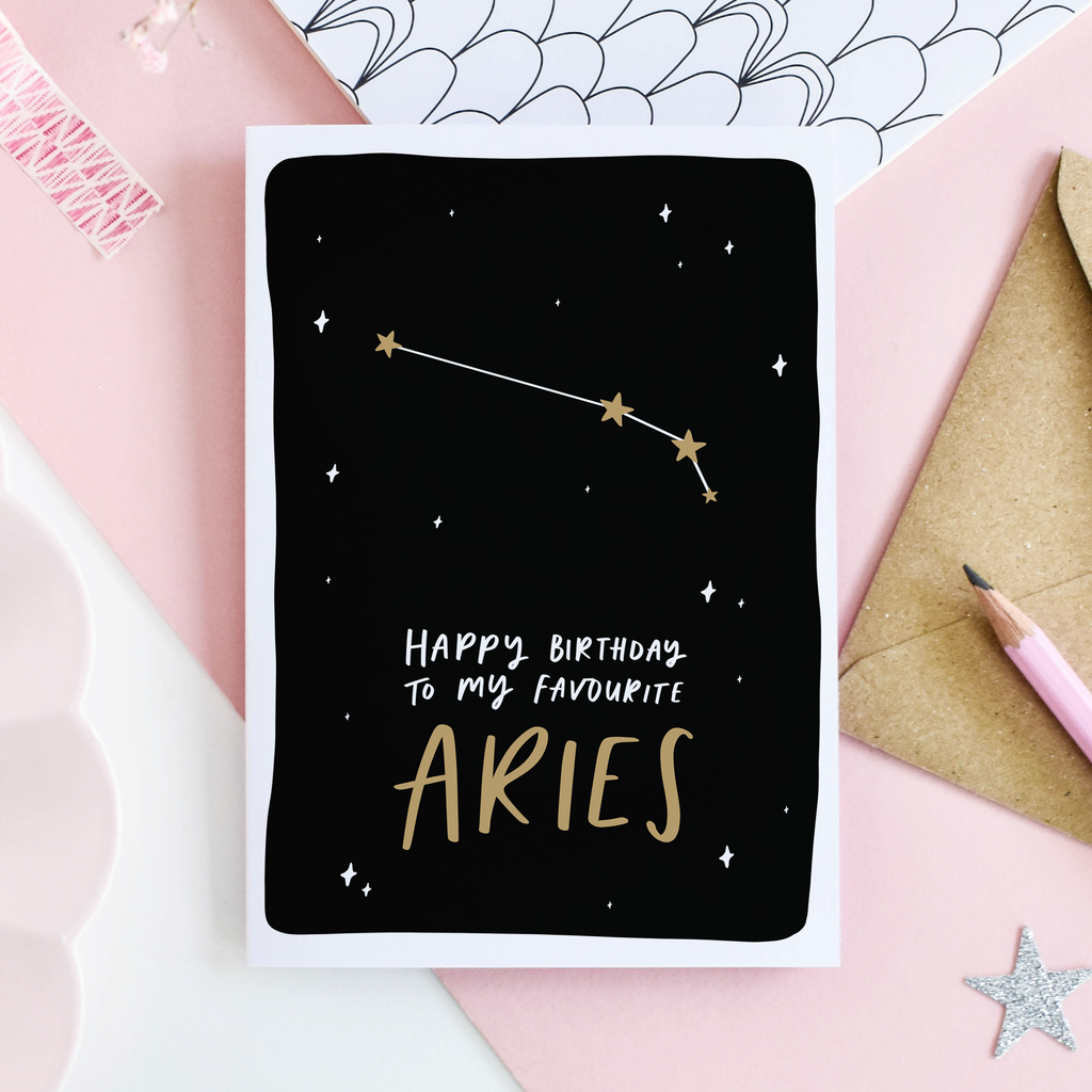 Happy Birthday To My Favourite Aries Birthday Card - studio yelle