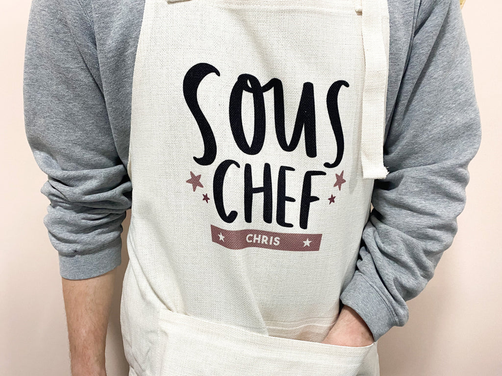 Matching Personalised Head Chef Sous Chef Apron Set - Studio Yelle