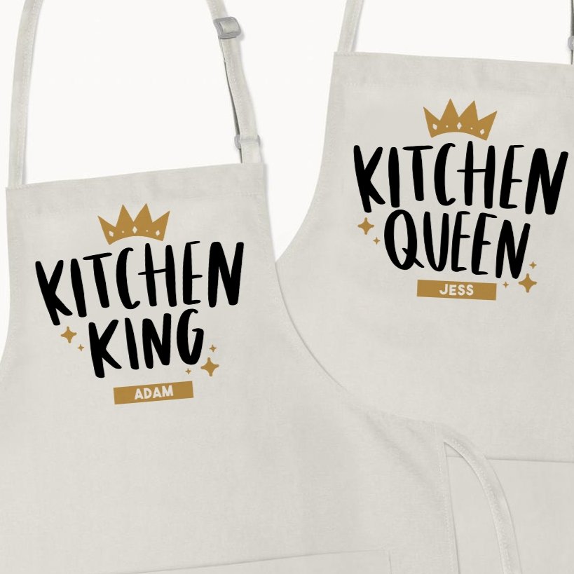 Matching Personalised Kitchen King Kitchen Queen Apron Set - Studio Yelle