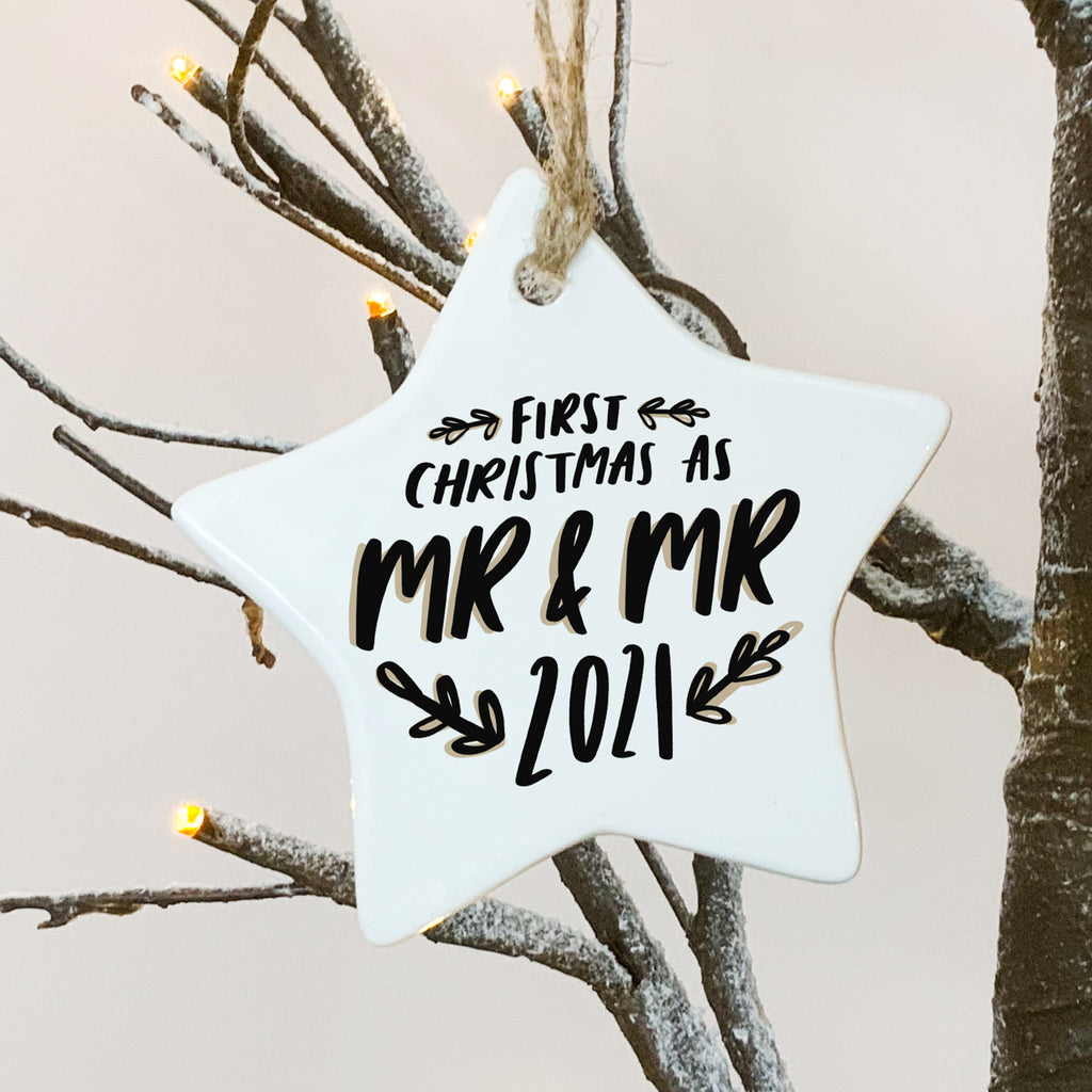 First Christmas as Mr and Mr 2021 bauble christmas decoration