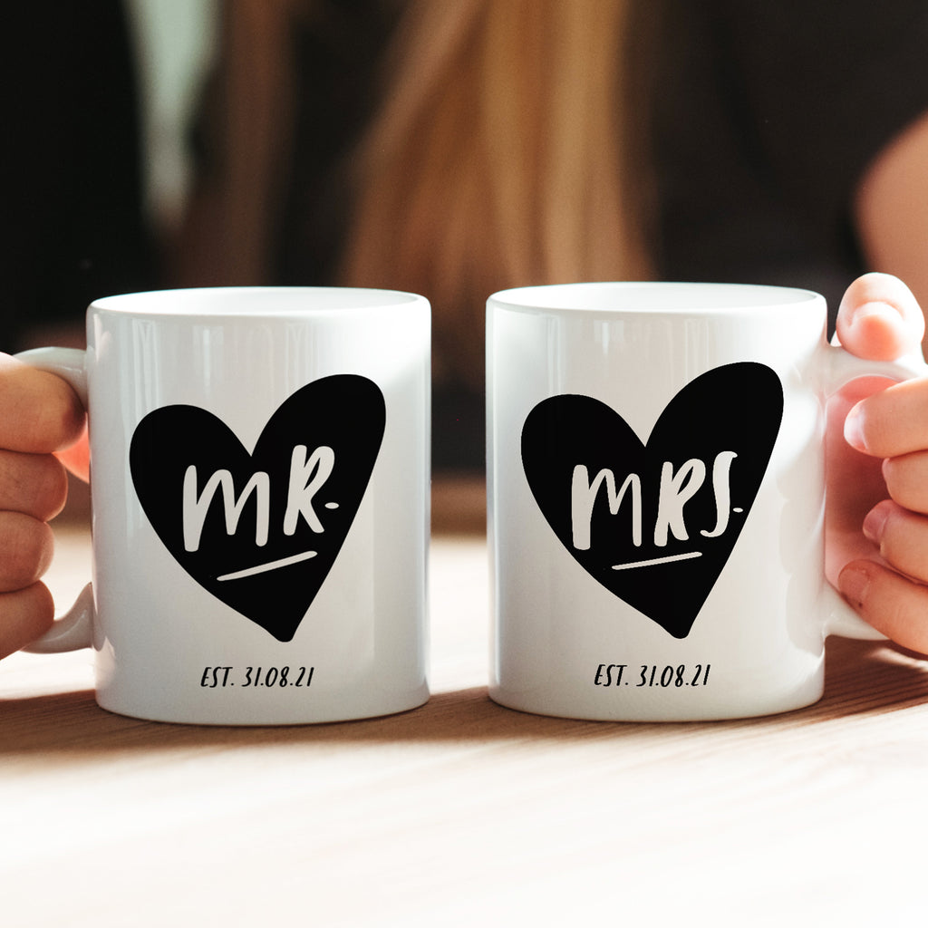 Personalised Mr and Mrs Wedding Mug Gift Set