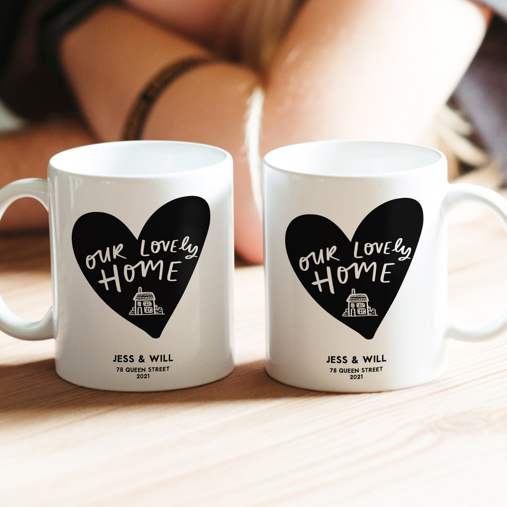 Personalised 'Our Lovely Home' Housewarming Gift Mug Set