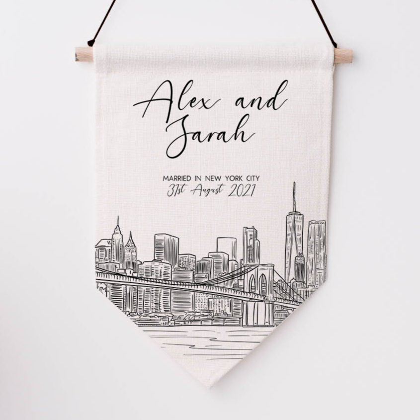 Personalised Home Décor New York City Linen Flag