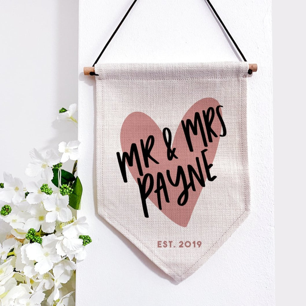 Personalised Home Décor Couple Names Linen Flag - Studio Yelle