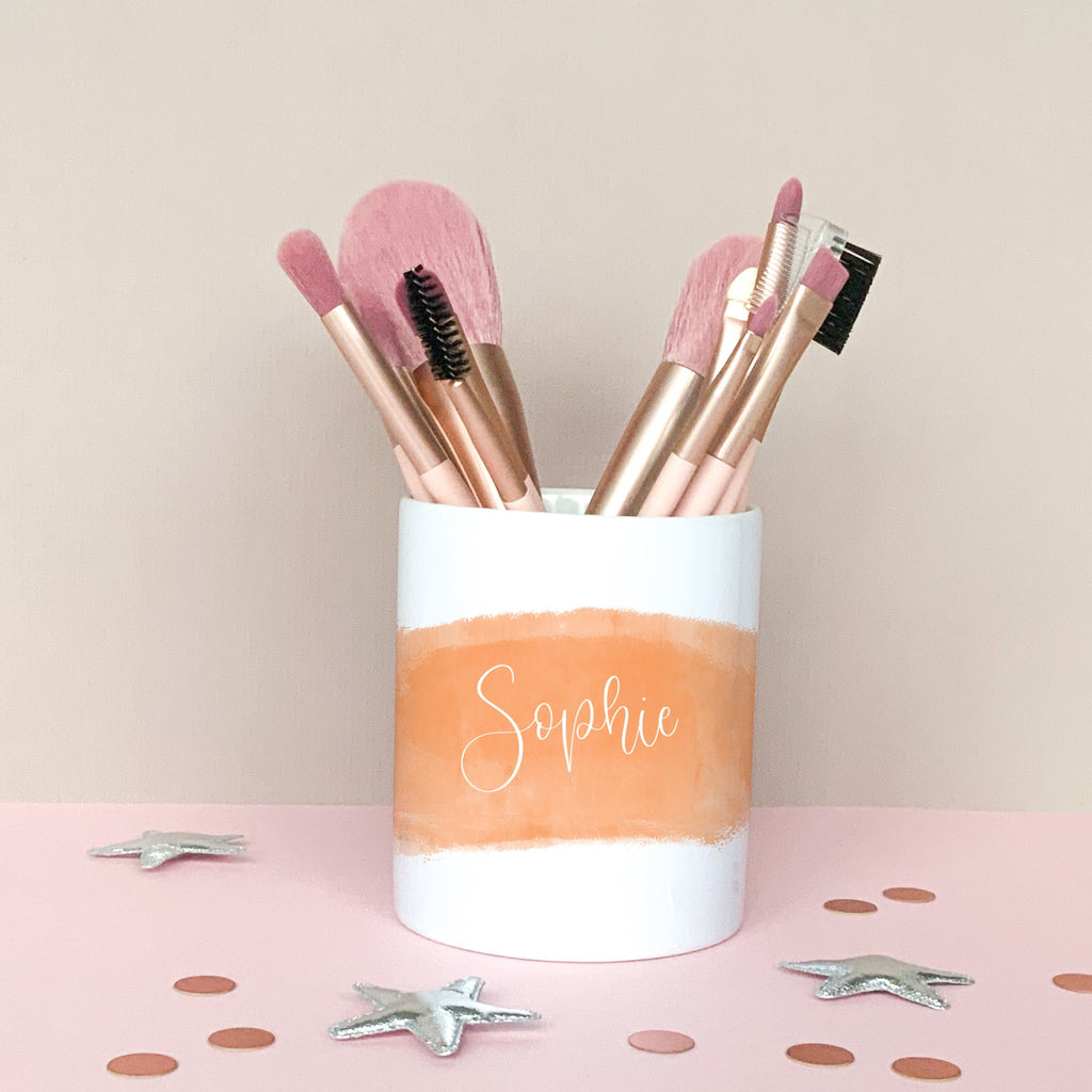 Personalised Peach Makeup Brush Holder - Studio Yelle