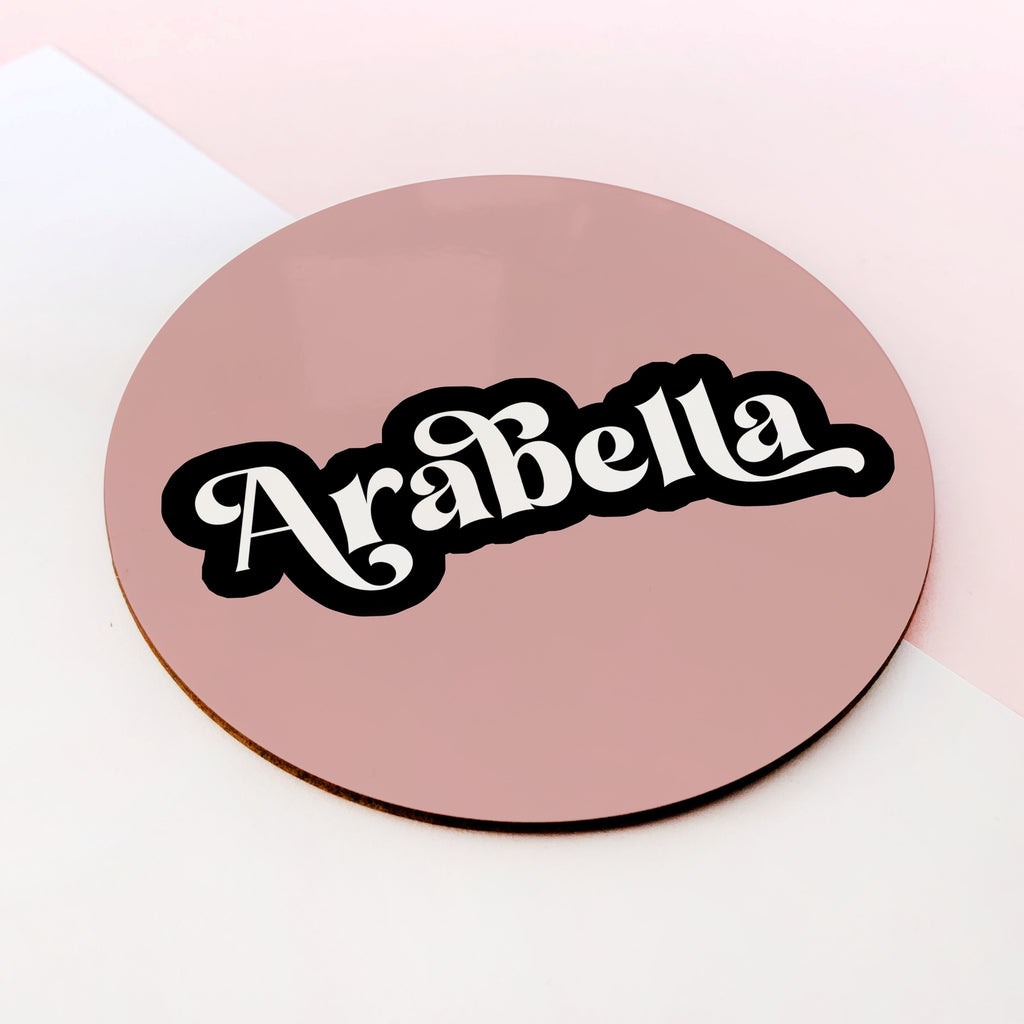 Personalised Round Coaster Pink White Black - Studio Yelle