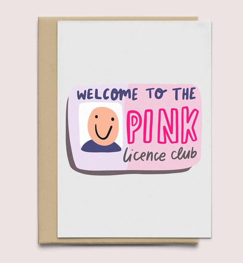 Pink Licence Club Passed Driving Test Card - Studio Yelle