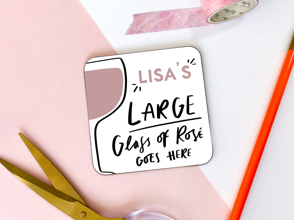 Personalised Large Glass Of Rose Wine Goes Here Coaster Wine Lover Gift