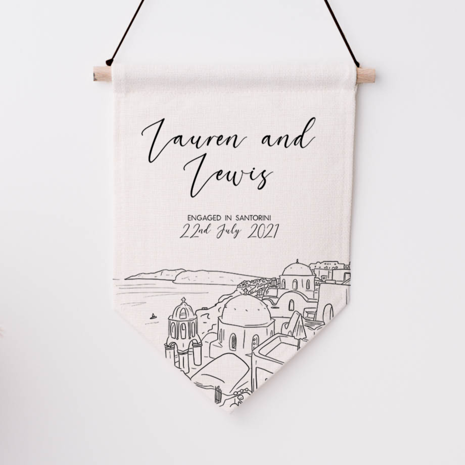 Personalised Home Décor Santorini Linen Flag