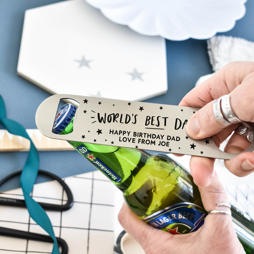 World's Best Dad Personalised Bottle Opener for Dad